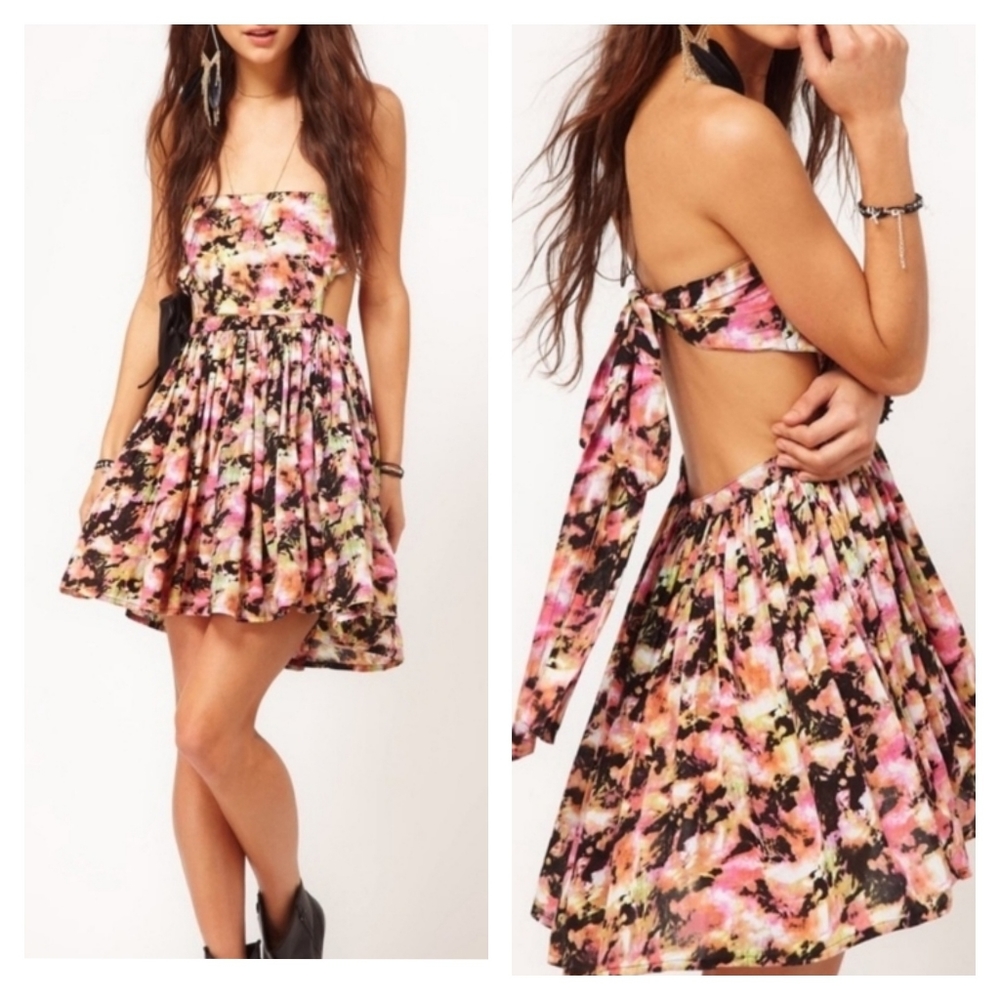 One Teaspoon Mystics Strapless Bandeau Printed Mini Dress | Size 8 (runs small)